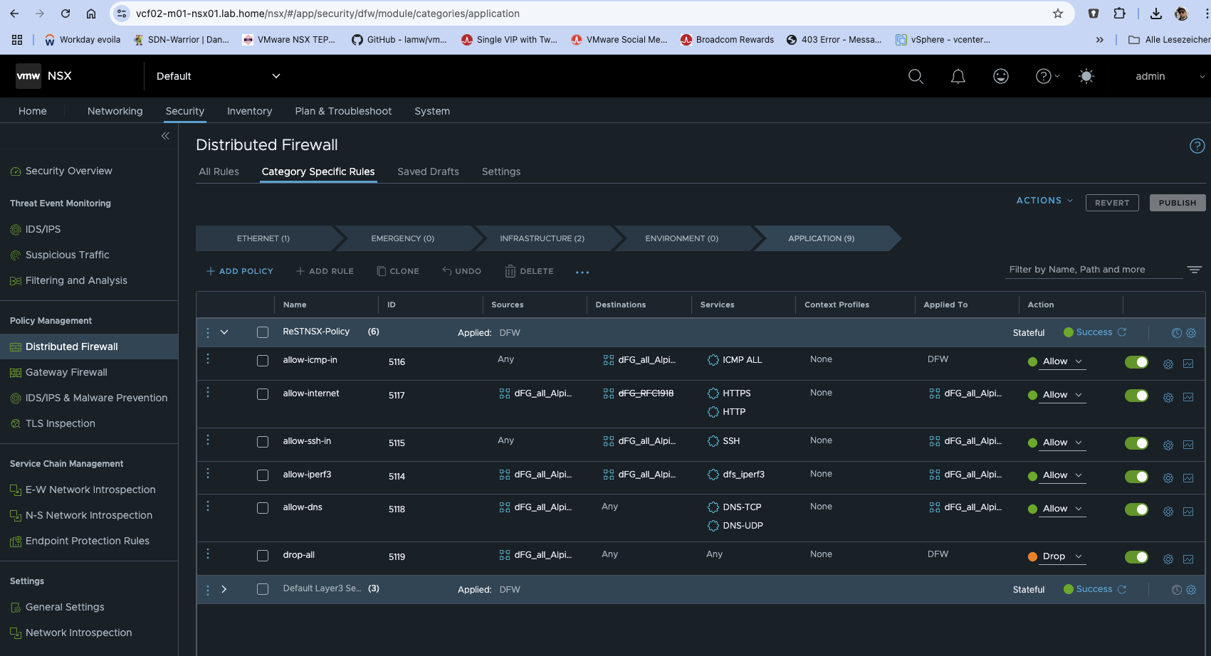 NSX Firewall Policy