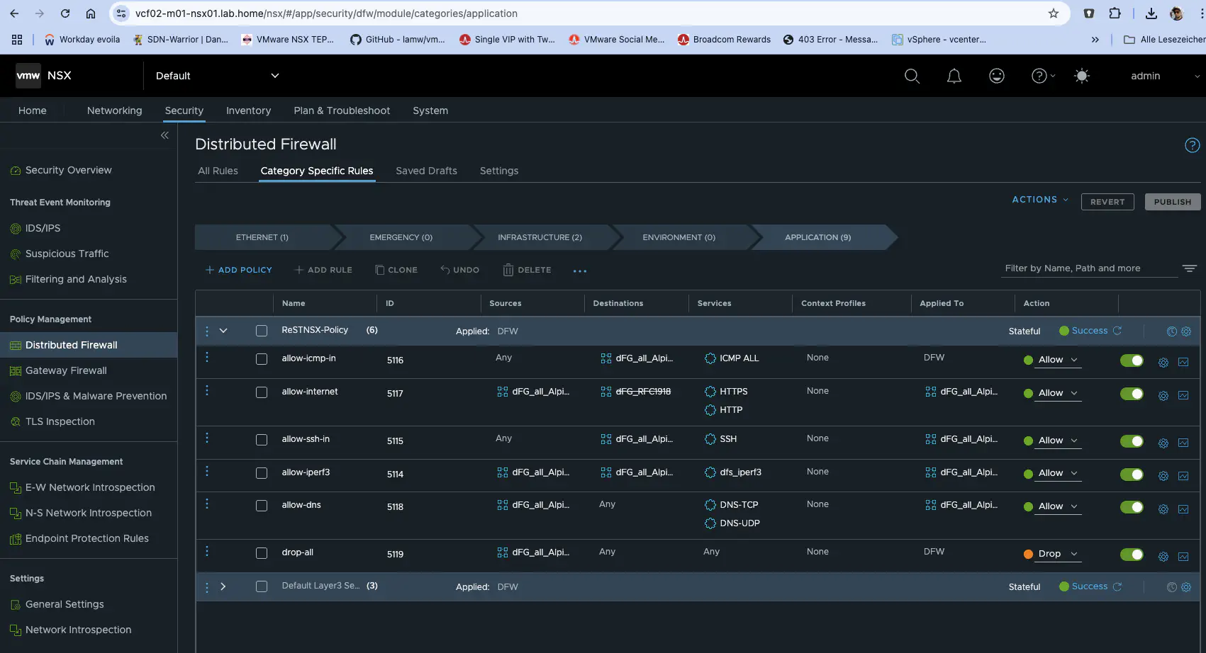 NSX Firewall Policy
