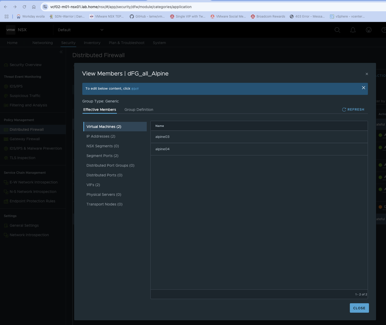 NSX Firewall groups