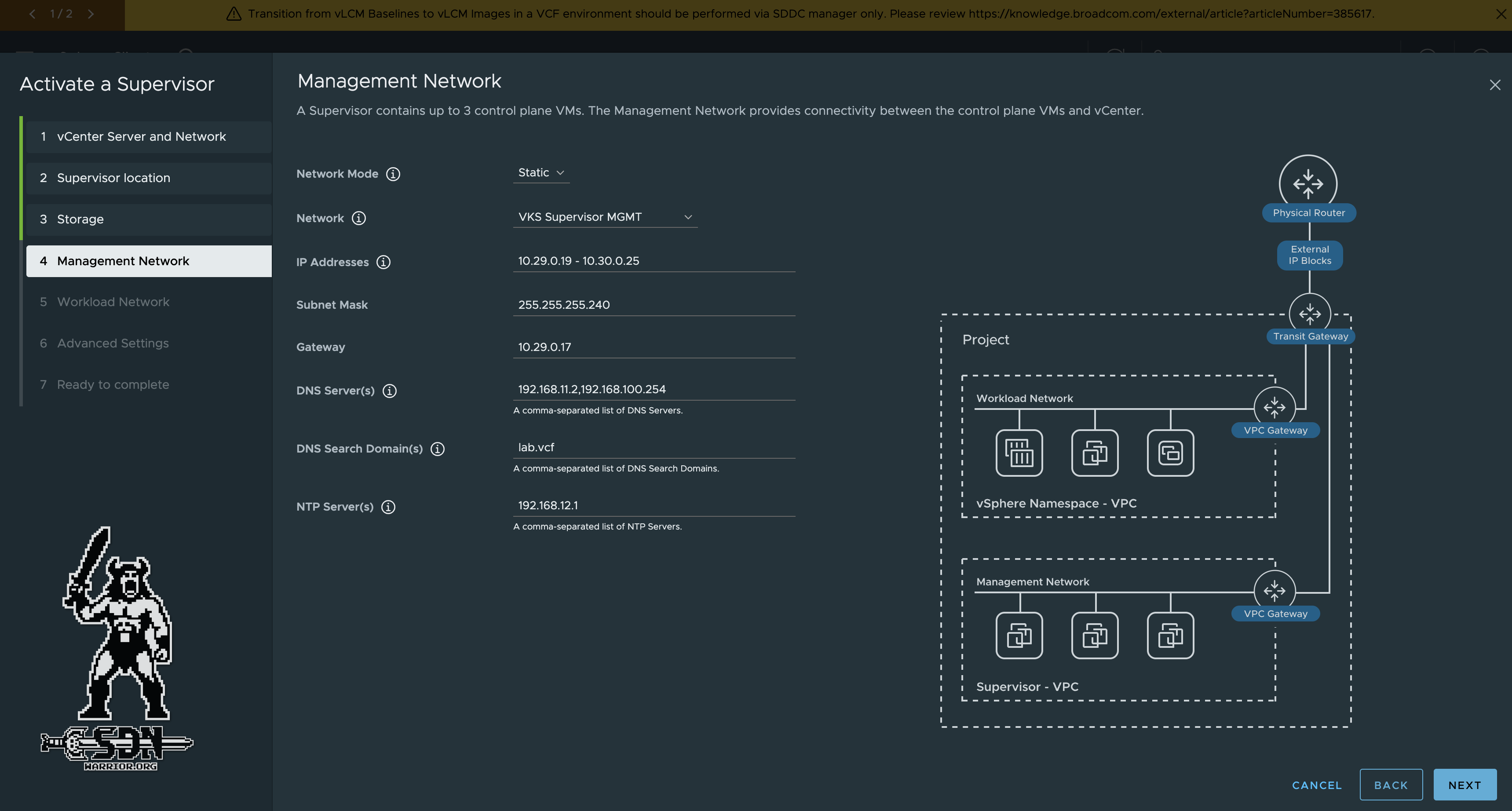 VKS Supervisor Managment Network