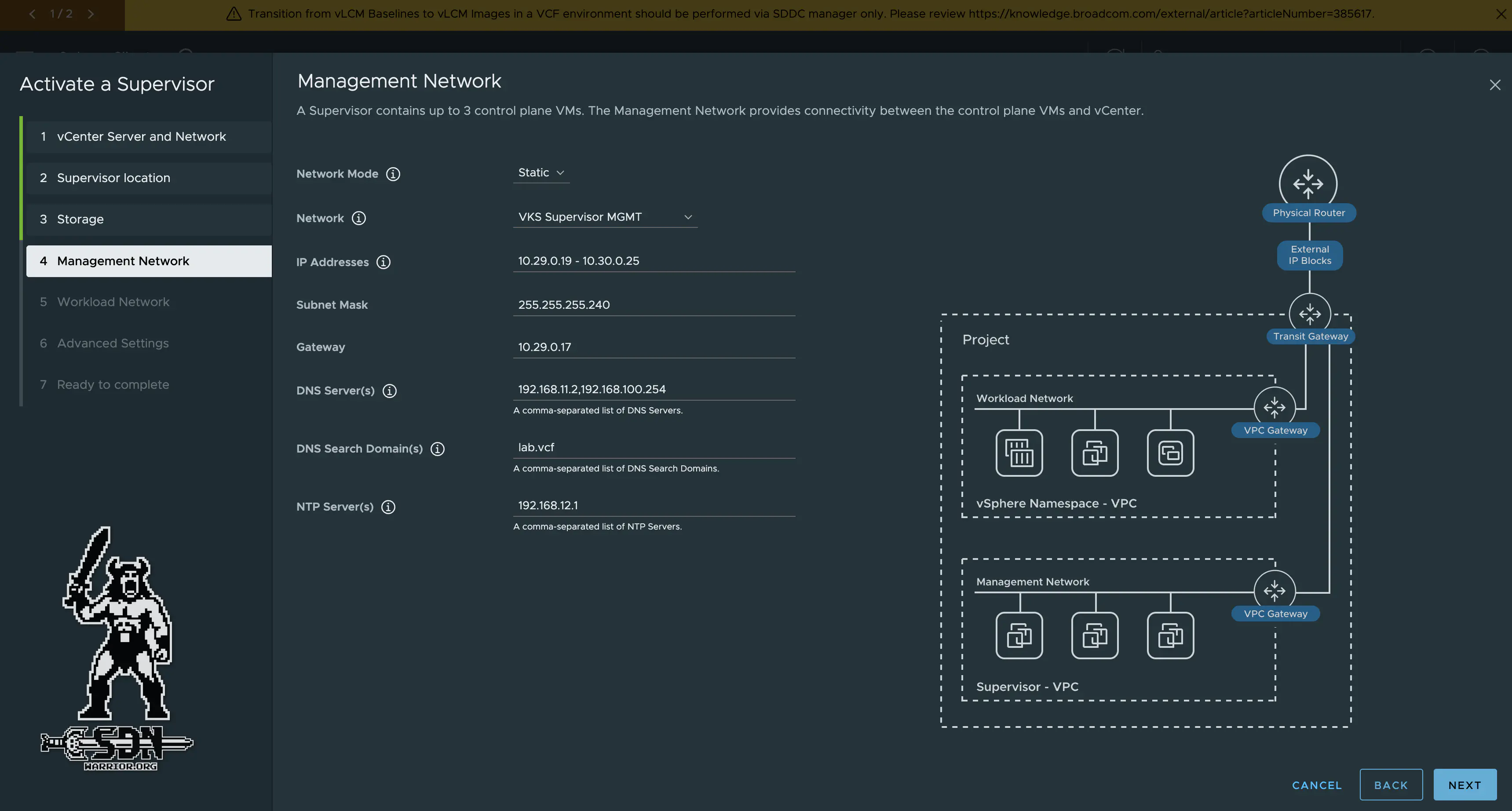 VKS Supervisor Managment Network