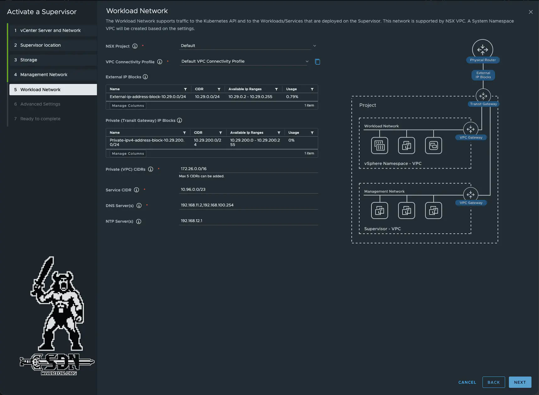 VKS Supervisor Workload Network