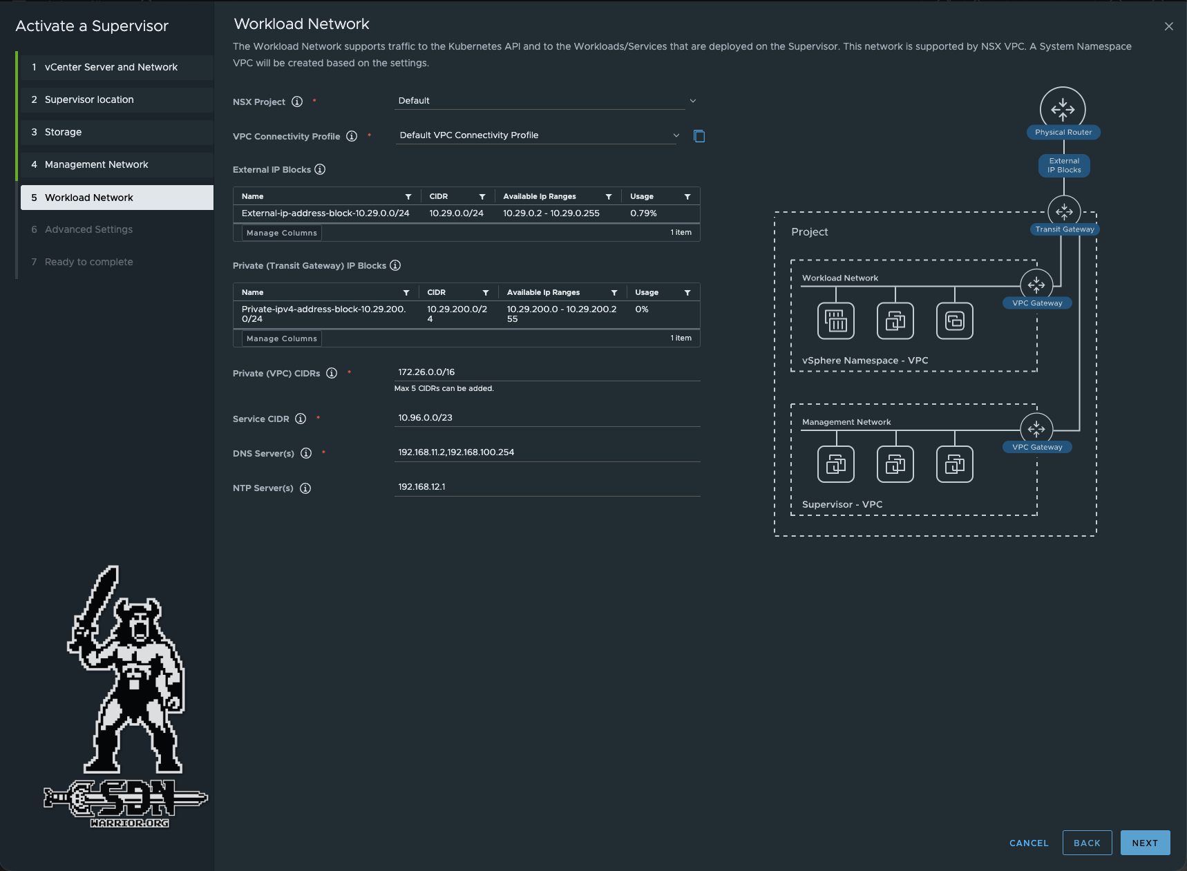 VKS Supervisor Workload Network