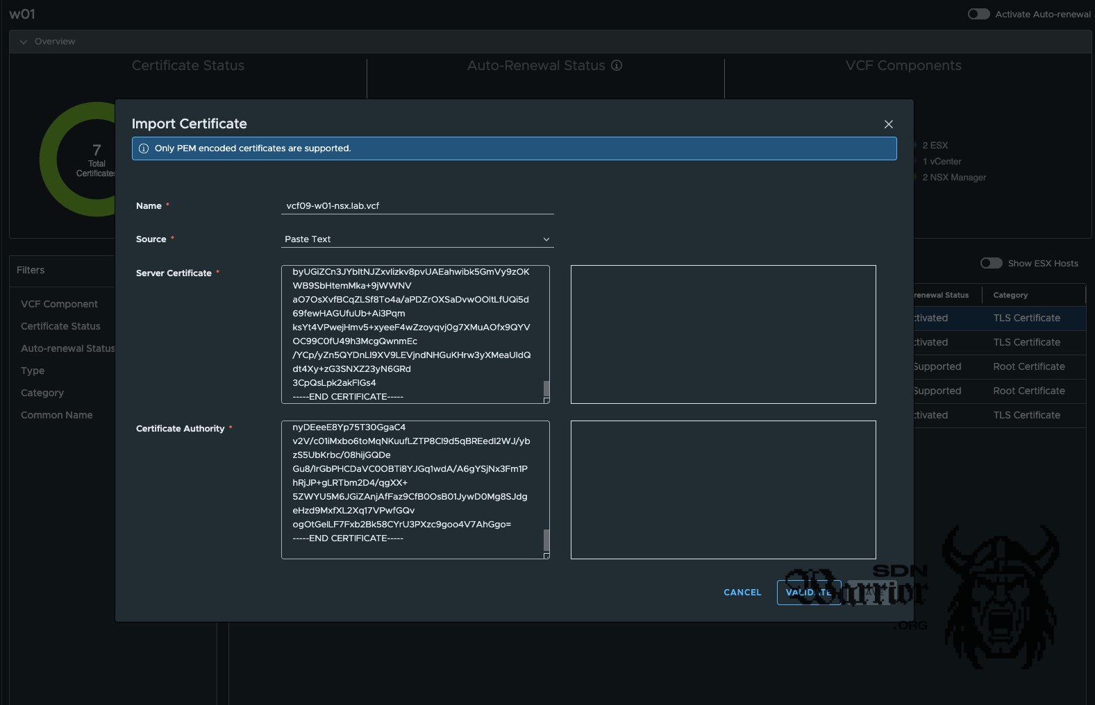 import new certificate