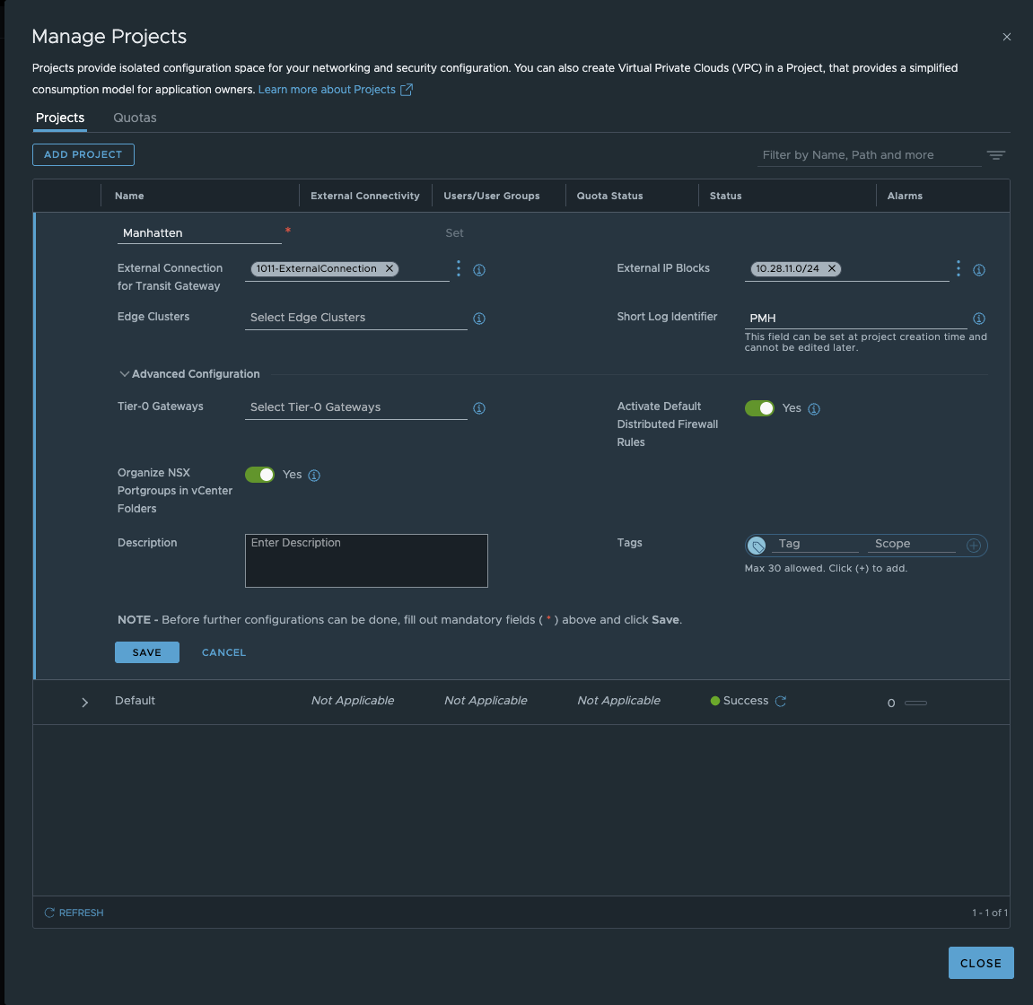 NSX 9 VPC Manhatten