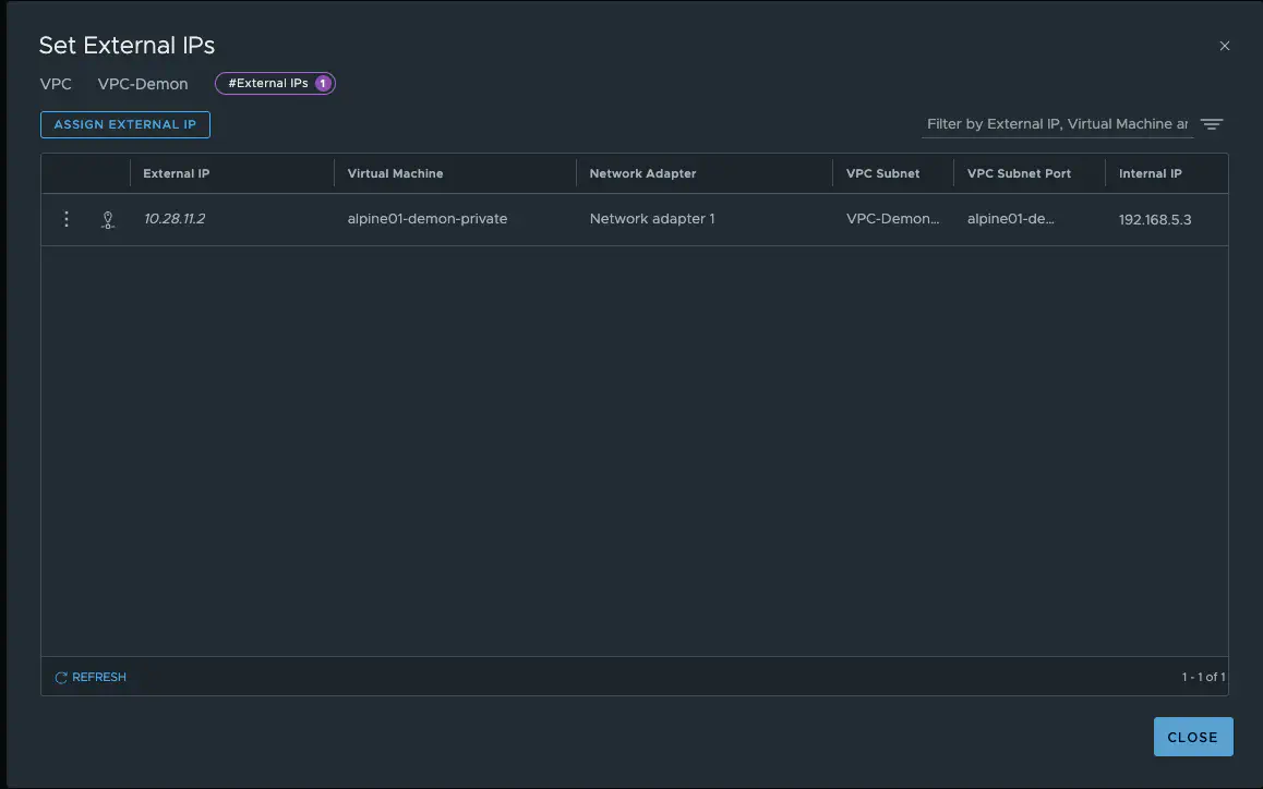 VCP external IPs
