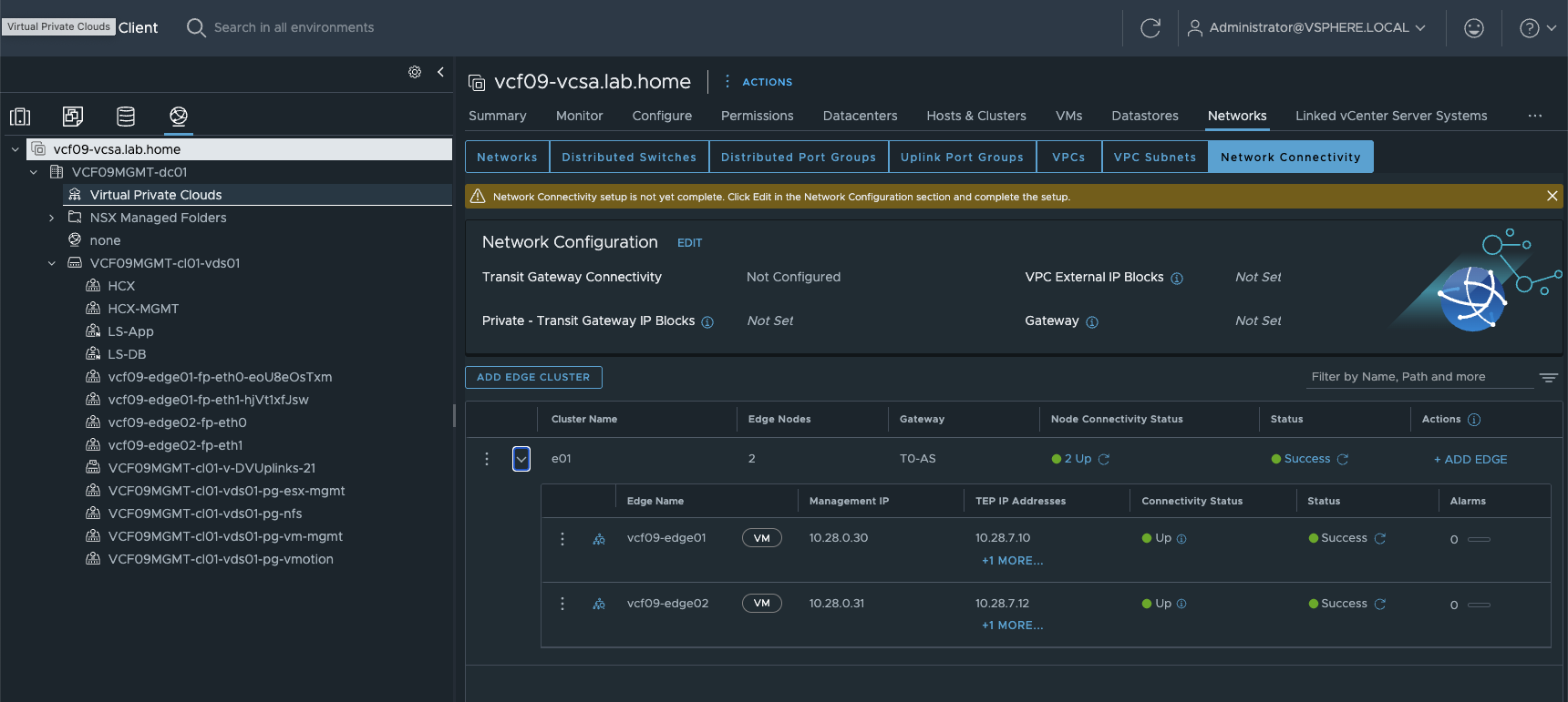 vCenter Network Connectivity